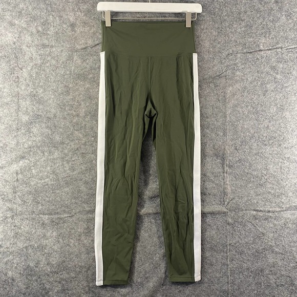 ZYIA Active Leggings 4 Forest Green High Rise Stripe Luxe 7/8 Workout - Picture 2 of 11